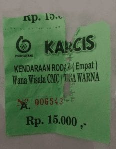 karcis parkir pantai teluk asmara