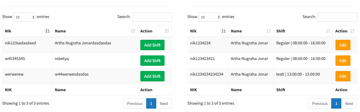 Dua DataTable Pada Satu Halaman