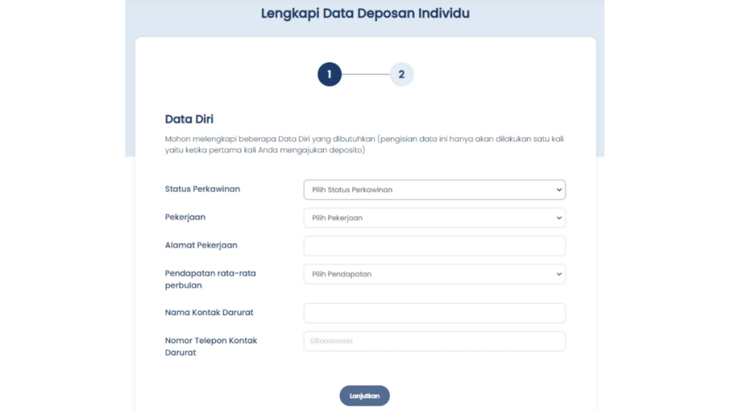 pengisian data pribadi deposito bpr komunal